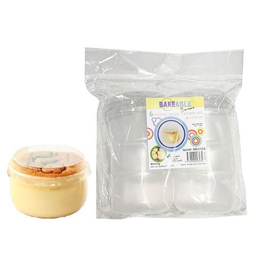 Bakeable 130ml Dessert Cups With Lids PK6