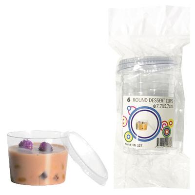 CLEAR ROUND CUP WITH LID 6SET