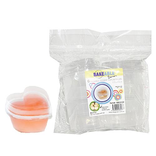 Bakeable Heart Shaped Dessert Cups With Lids PK6