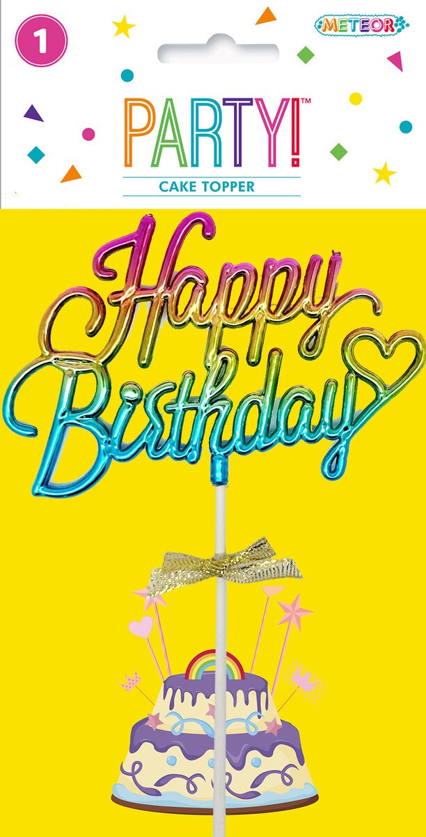 Rainbow Happy Birthday Cake Topper with Bow other topper