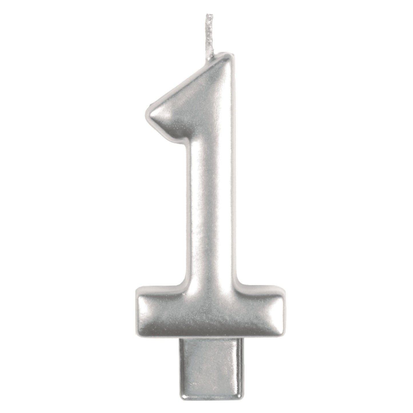 Candle Numeral Moulded Silver 1