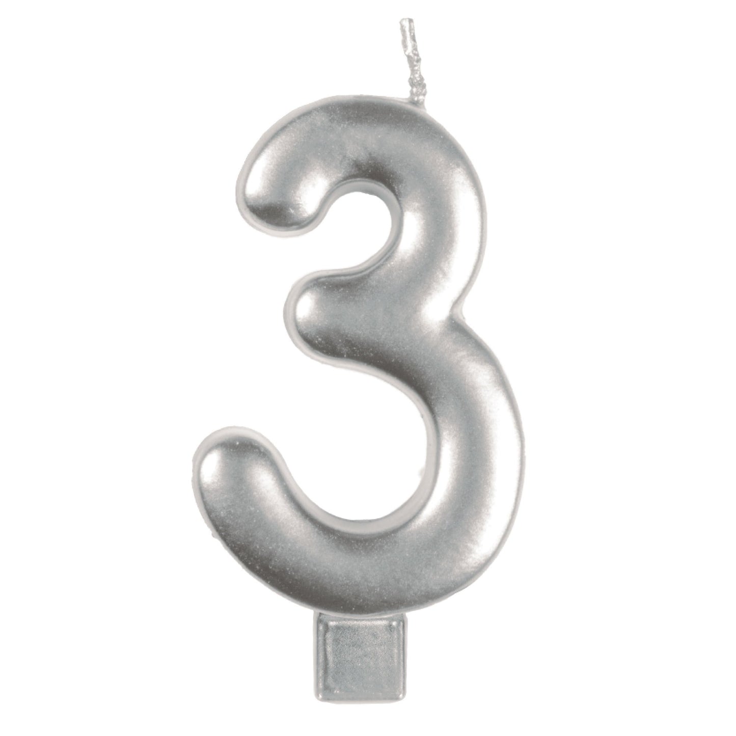 Candle Numeral Moulded Silver 3