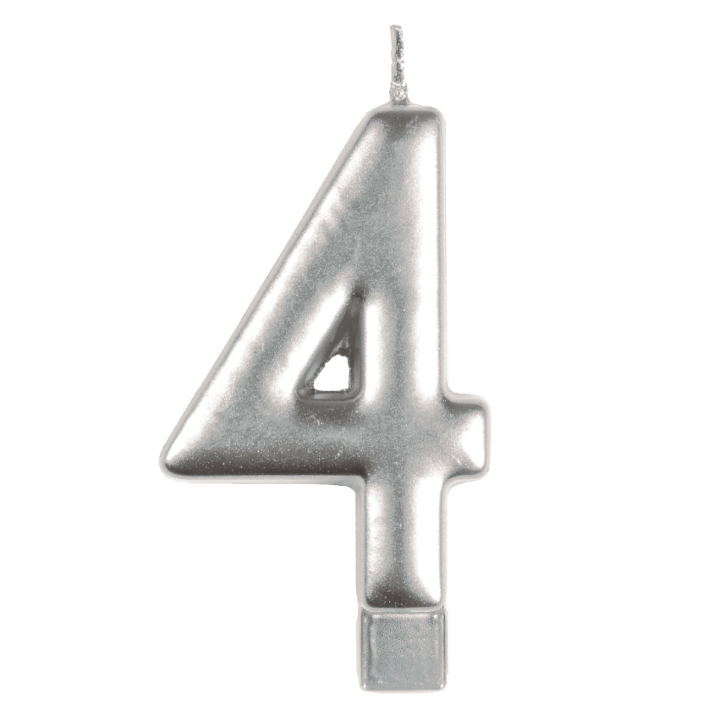 Candle Numeral Moulded Silver 4