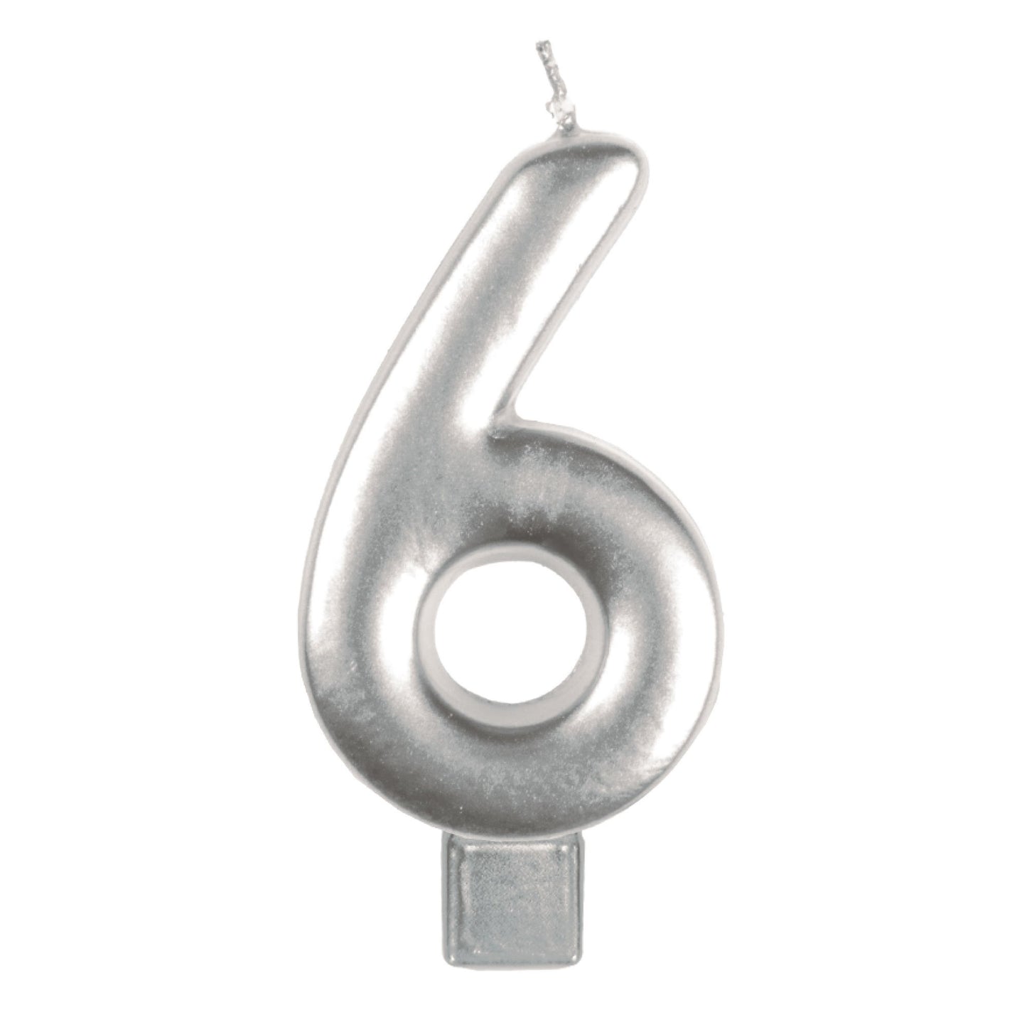Candle Numeral Moulded Silver 6