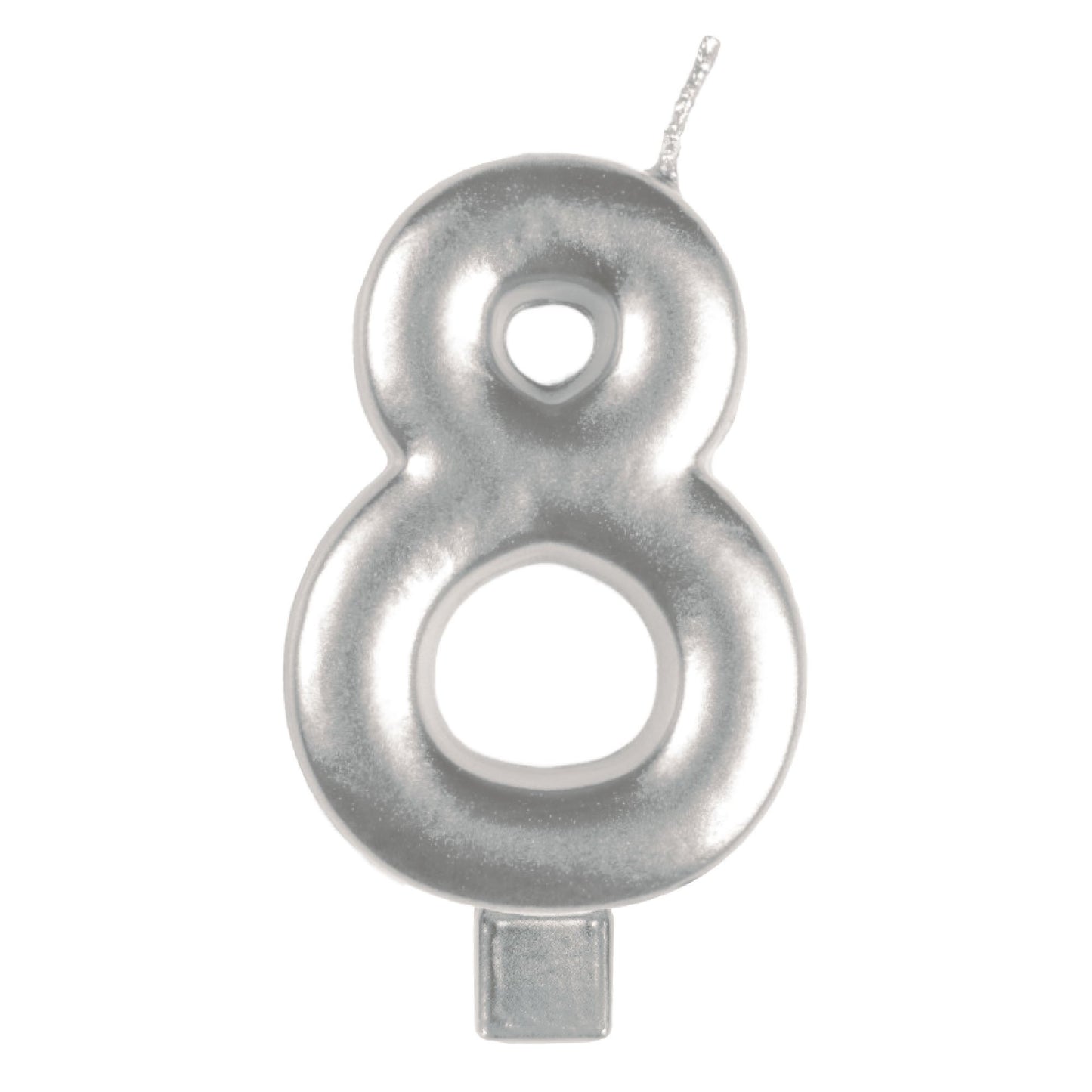 Candle Numeral Moulded Silver 8