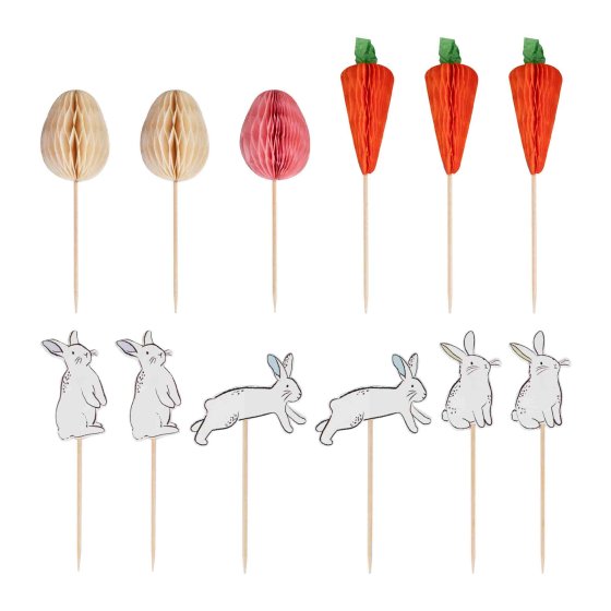 Hop Hop Hooray Cupcake Toppers with Wooden Picks other topper
