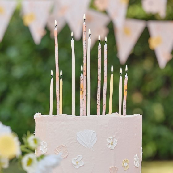 BIRTHDAY BLOOM FLORAL CANDLES TALL