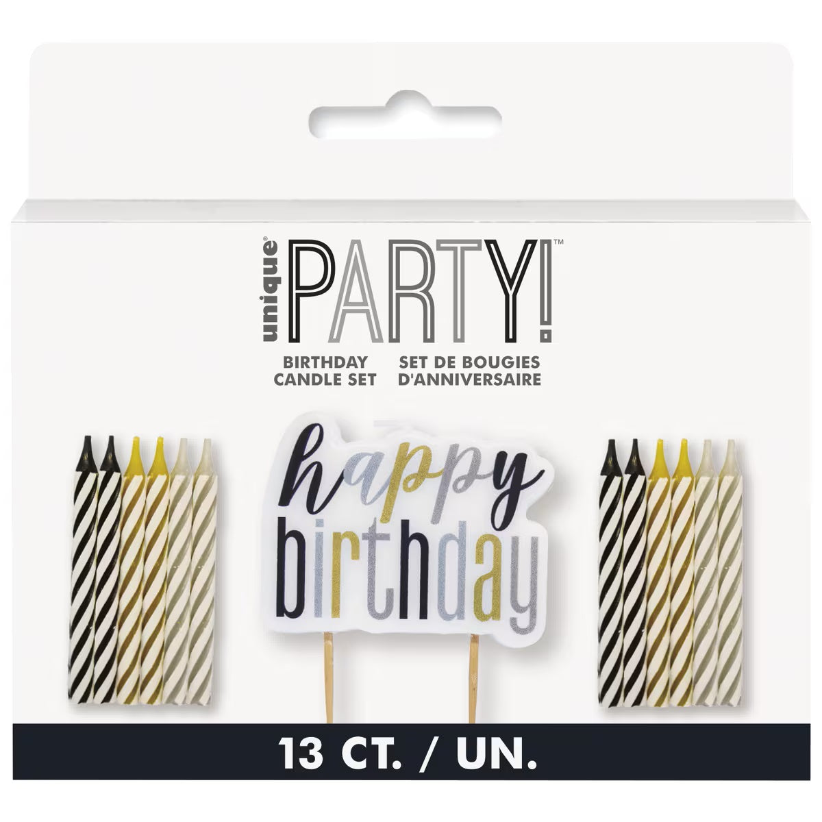 1 Happy Birthday Candle And 12 Spiral Candles - Black Other Candles