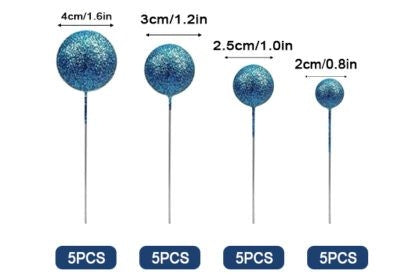 GLITTER ROYAL BLUE BALL TOPPER 20PCS