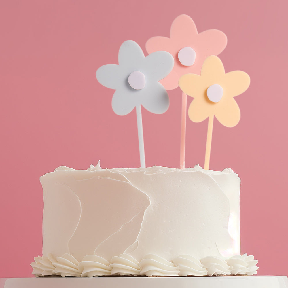 MILKSHAKE FLOWERS CAKE TOPPER - MIXED (3 FLOWERS) OTHER TOPPER