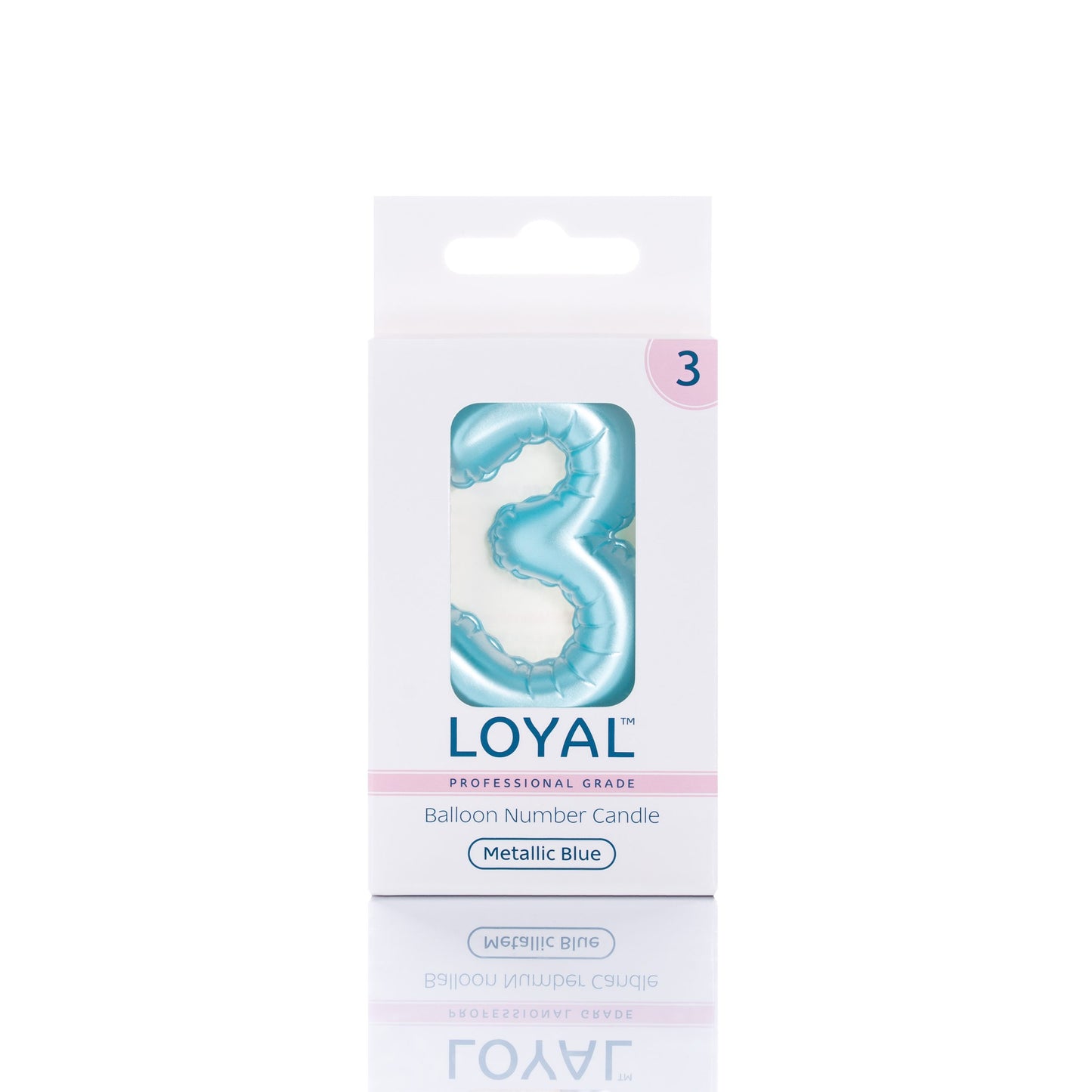Balloon Number '3' Candle Blue