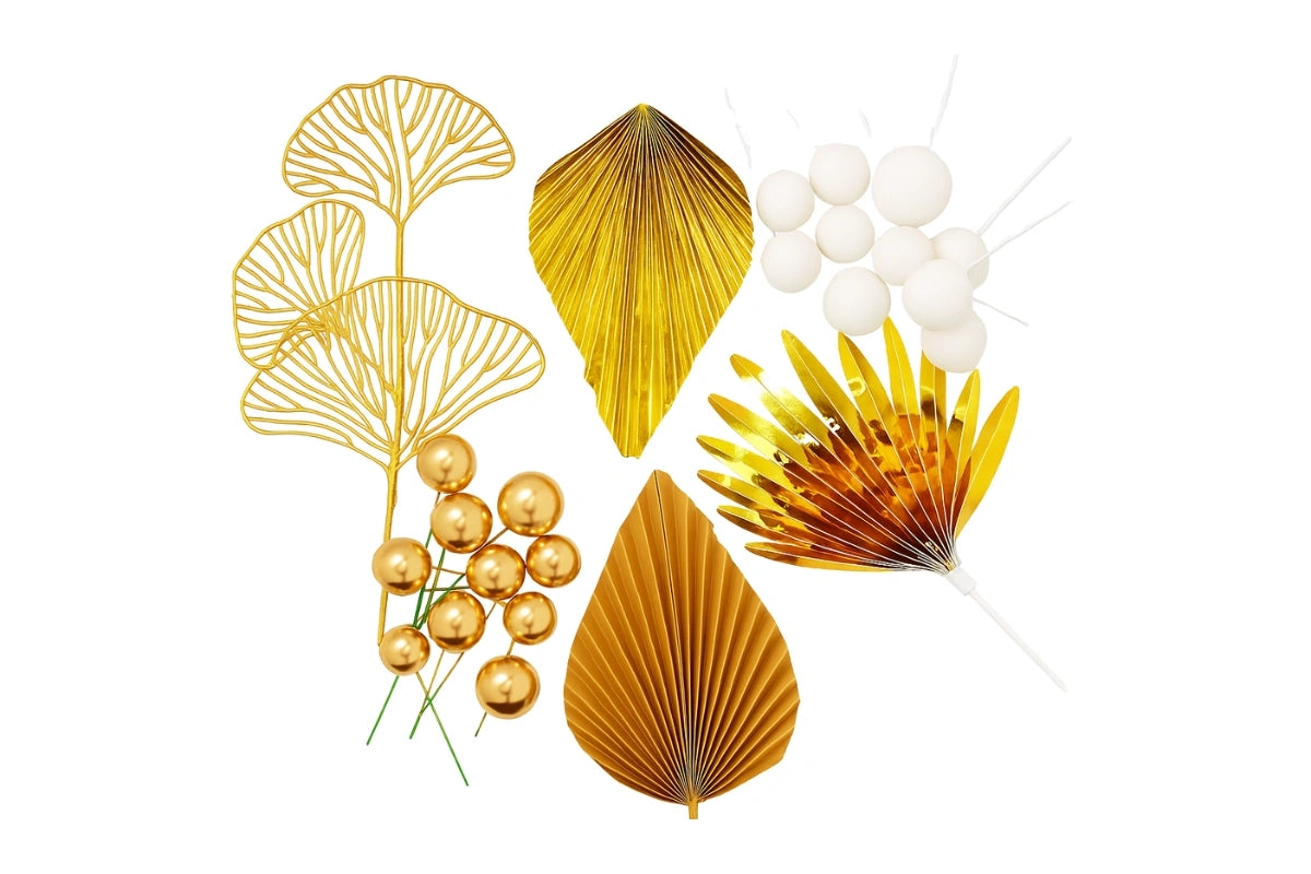 Gold Palm Birthday Topper Set Iconic Cake Art ball topper set