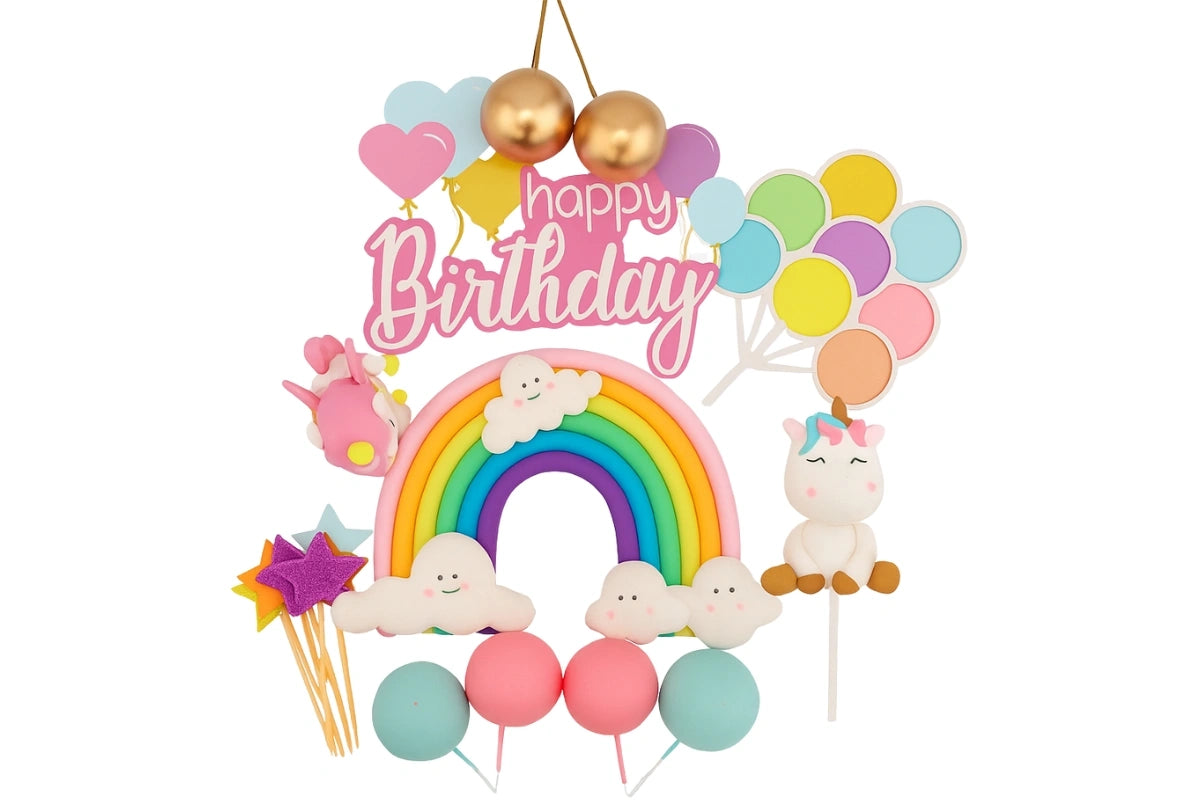 Unicorn Rainbow Cake Topper Set Iconic Cake Art ball topper set