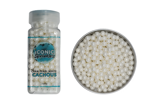 100g 8mm Pearl White Cachous sugar pearls