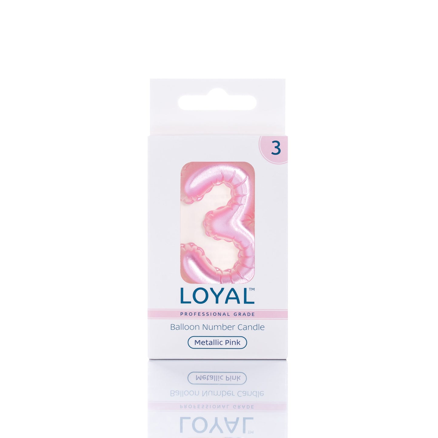 Balloon Number '3' Candle Pink