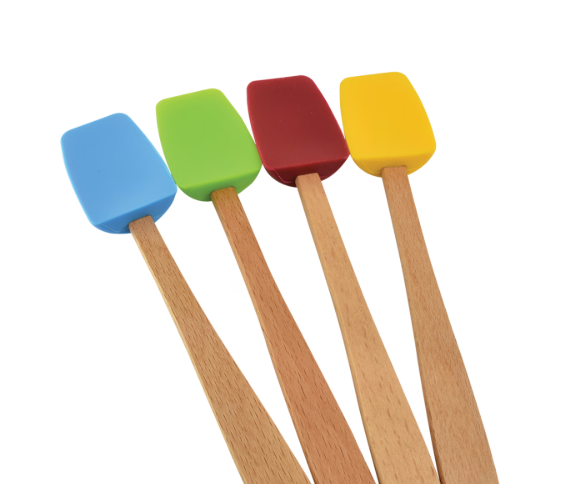 SILICONE MINI SPOON SPATULA W/ WOOD HANDLE KITCHEN*