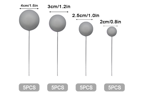 White Matte Ball Toppers 20pcs