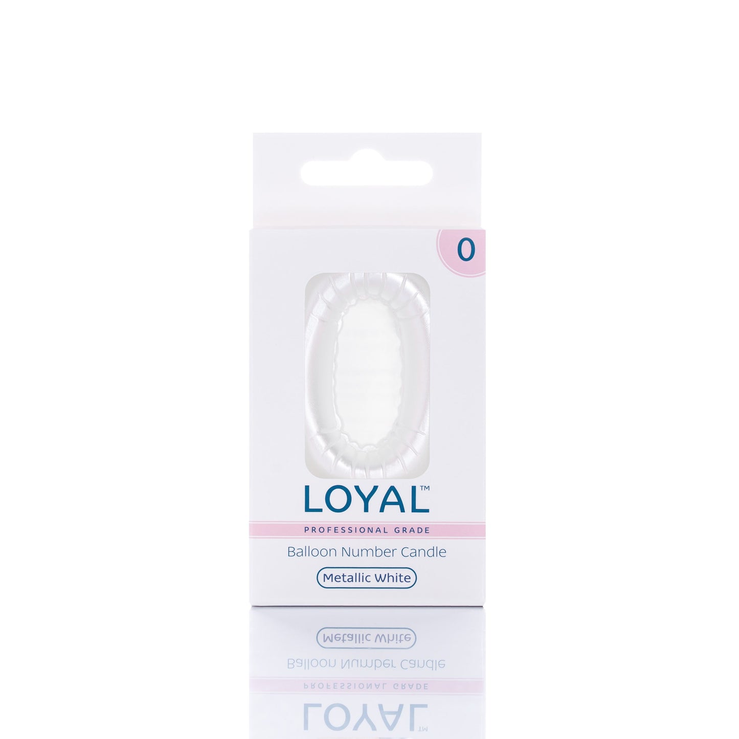 Balloon Number "0" Candle Metallic White