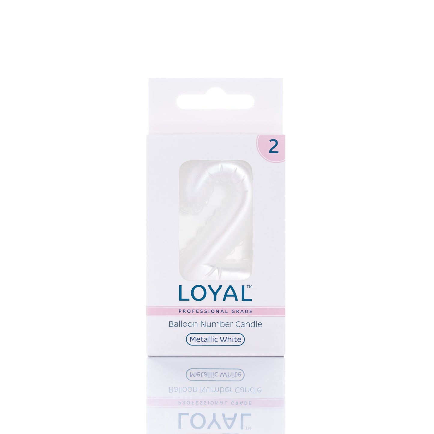 Balloon Number "2" Candle Metallic White