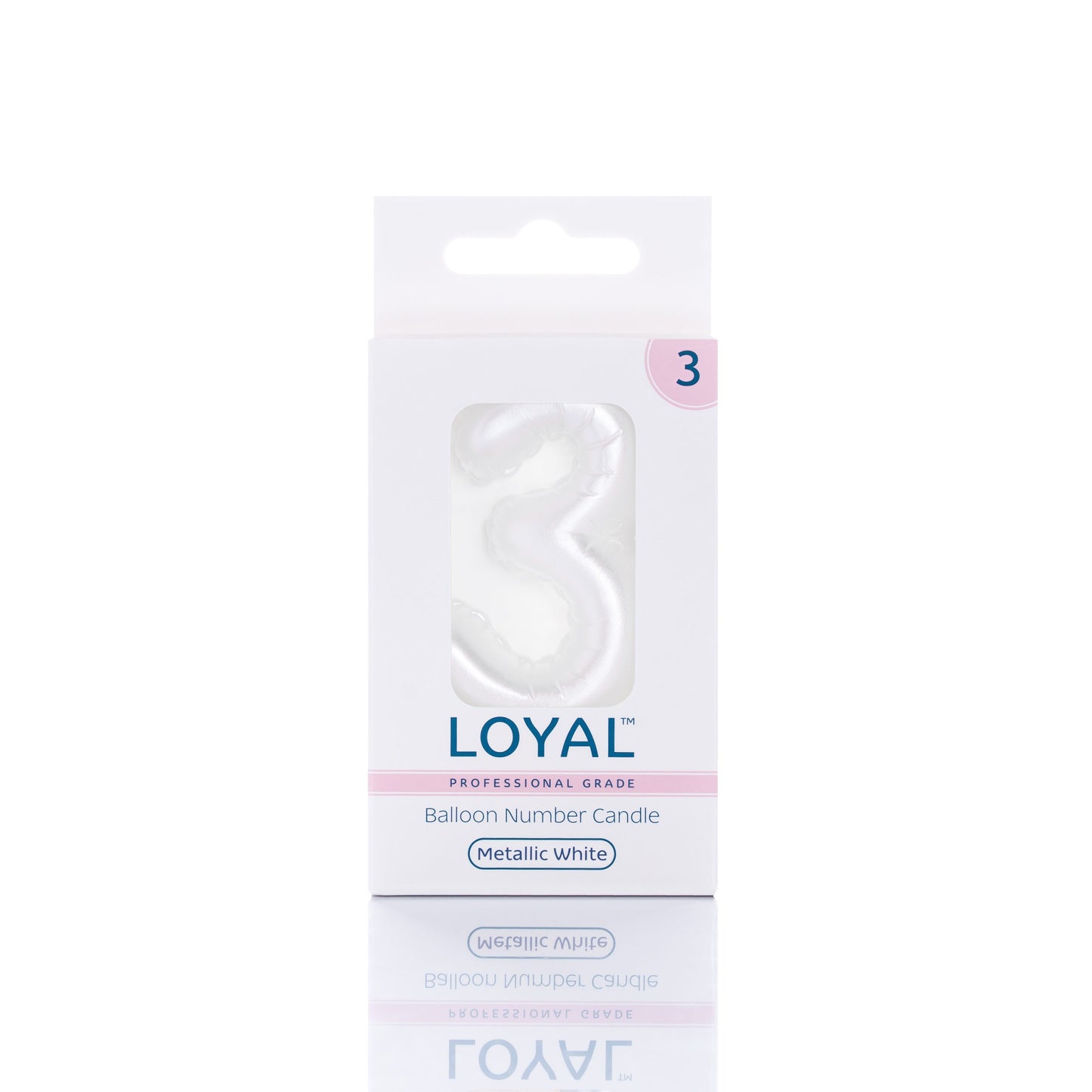 Balloon Number "3" Candle Metallic White