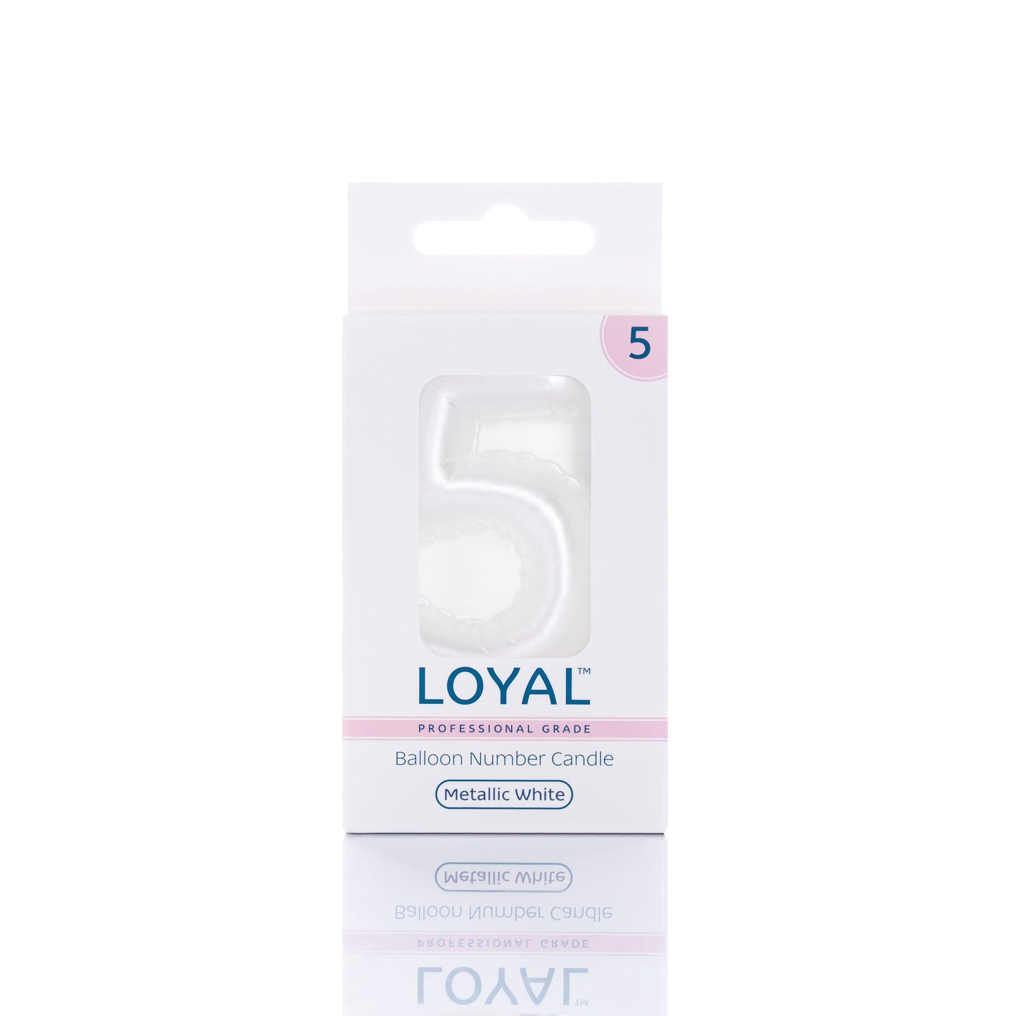 Balloon Number "5" Candle Metallic White