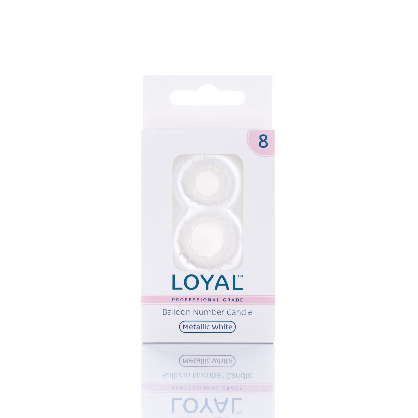 Balloon Number "8" Candle Metallic White