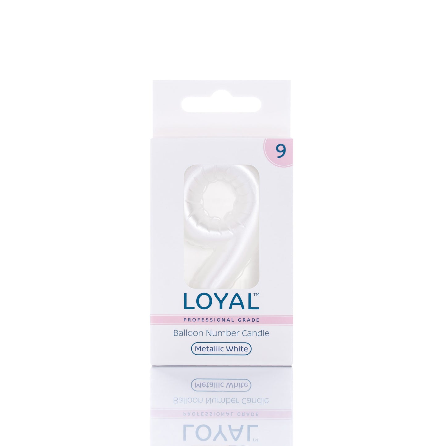 Balloon Number "9" Candle Metallic White