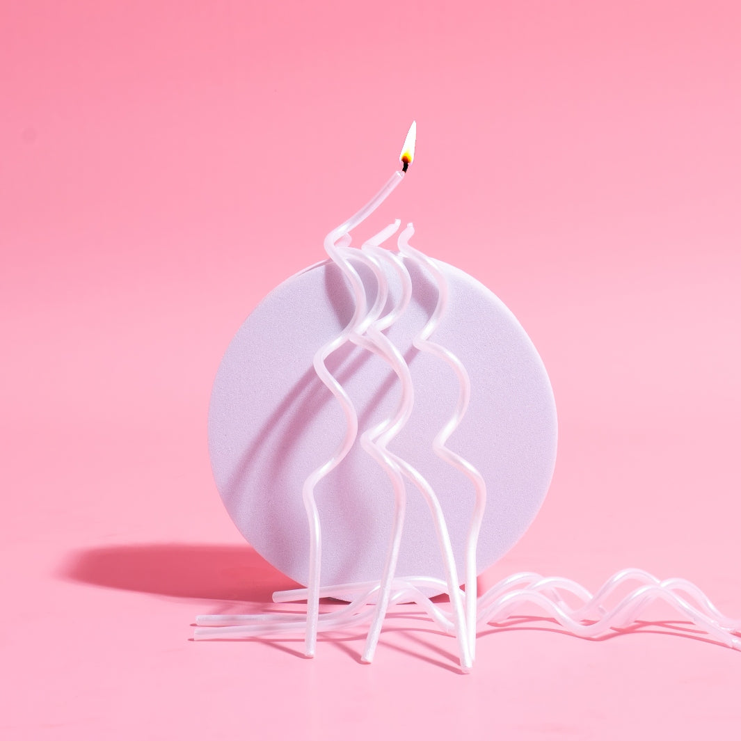 13cm SWIRLY Cake Candles WHITE (Pack of 16) Tall