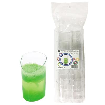 CLEAR TRI SLANTED CUP 12PCS
