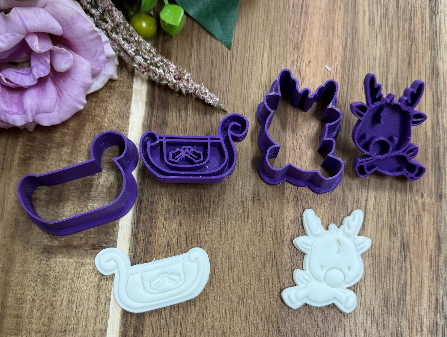 5cm mini reindeer and sleigh christmas