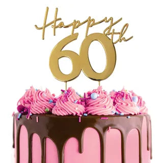 CAKE CRAFT | METAL TOPPER | HAPPY 60TH | GOLD TOPPER
