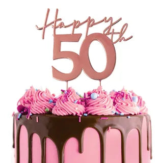 CAKE CRAFT | METAL ROSE GOLD TOPPER | HAPPY 50TH |