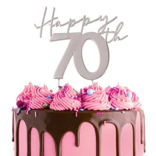 CAKE CRAFT | METAL TOPPER | HAPPY 70TH | SILVER TOPPER