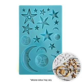 ASSORTED MOON & STARS SILICONE FONDANT MOULD