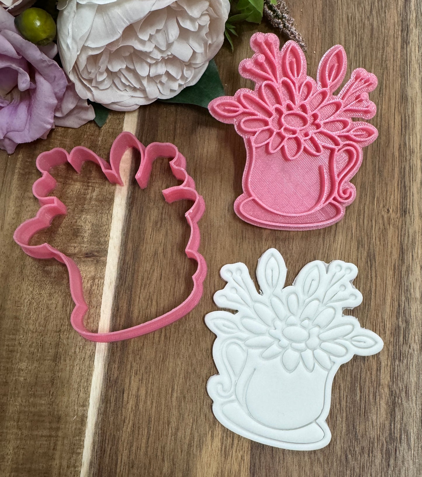 teacup flower mothers day embosser