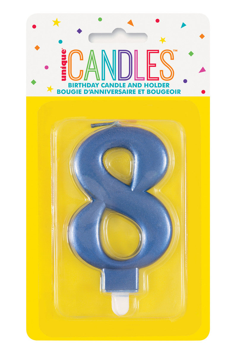 Numeral Candle 8 - Metallic Blue