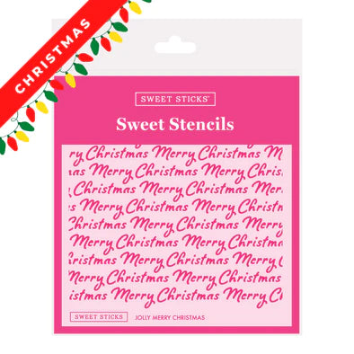 Jolly Merry Christmas Sweet Sticks Stencil