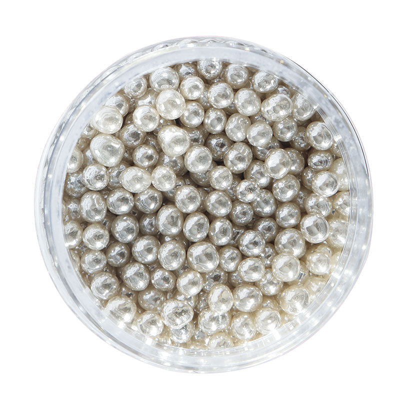 CACHOUS SILVER 4MM (85G) SUGAR PEARLS