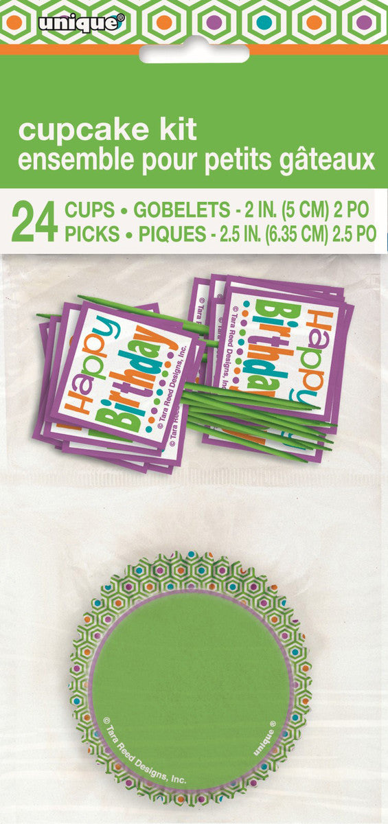 Citrus Dot Birthday Cupcake Kit For 24