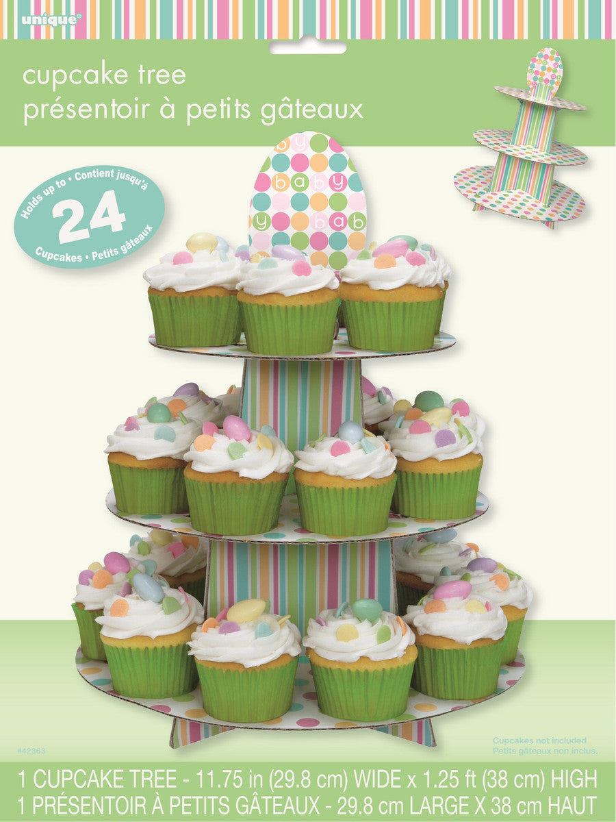 Pastel Baby Shower Cupcake Tree