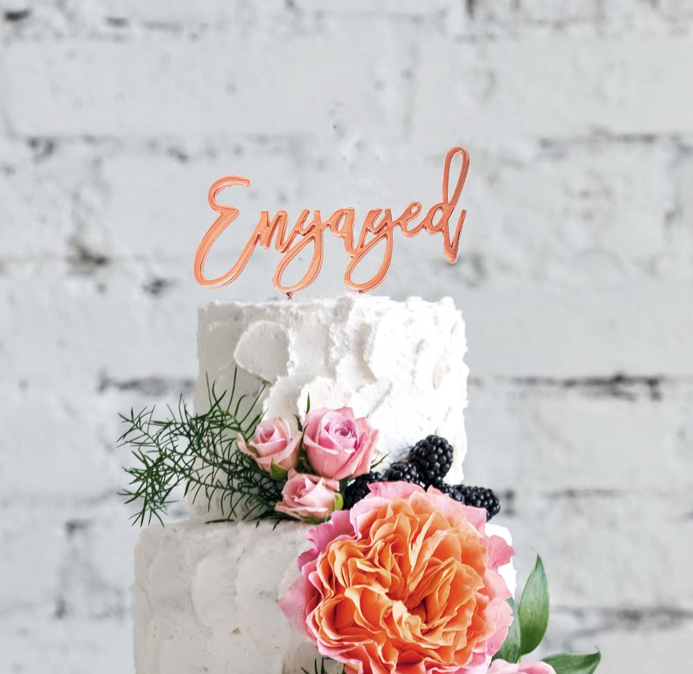 ROSE GOLD PLATED CAKE TOPPER - ENGAGED