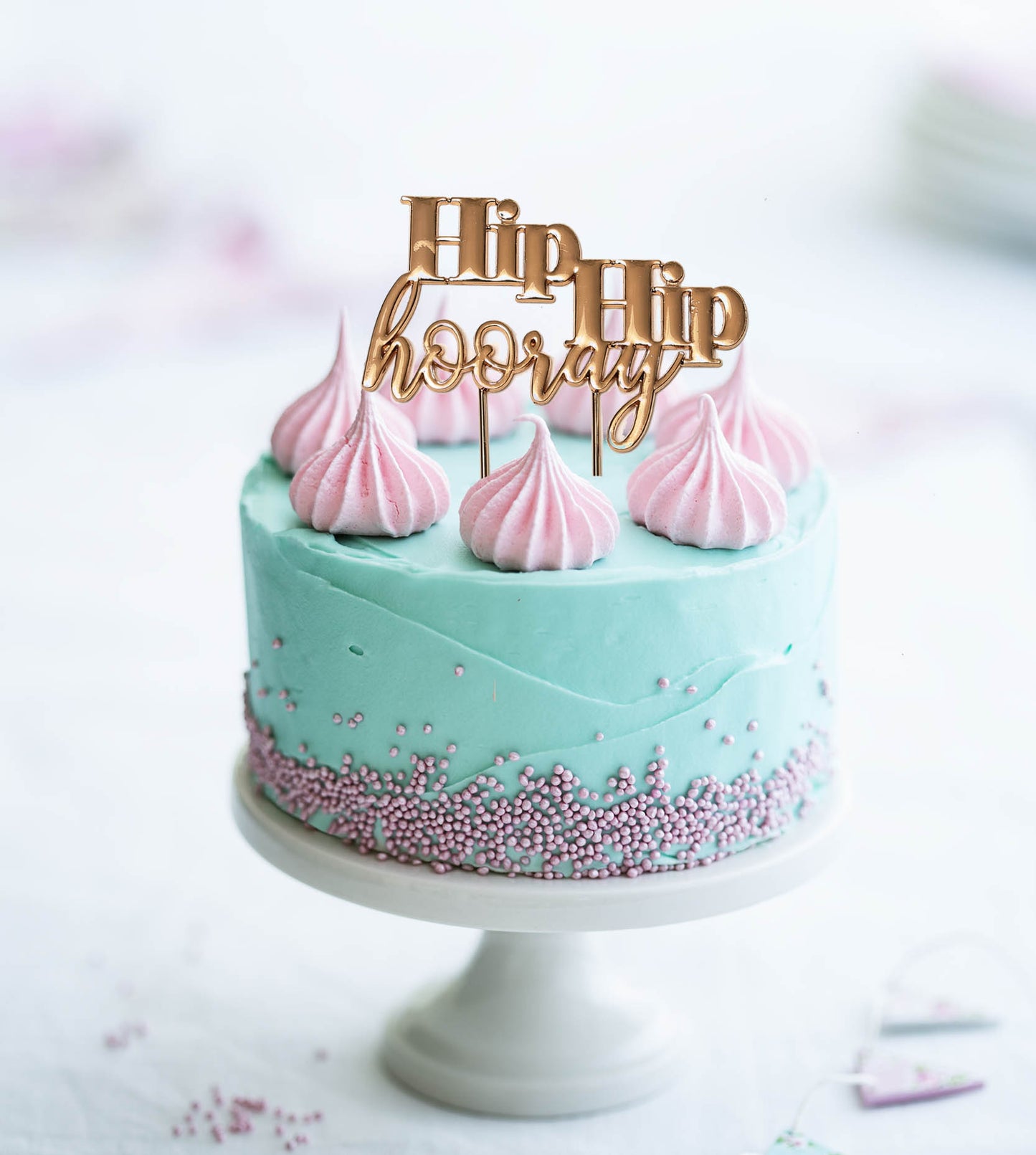 ROSE GOLD PLATED CAKE TOPPER - HIP HIP HOORAY