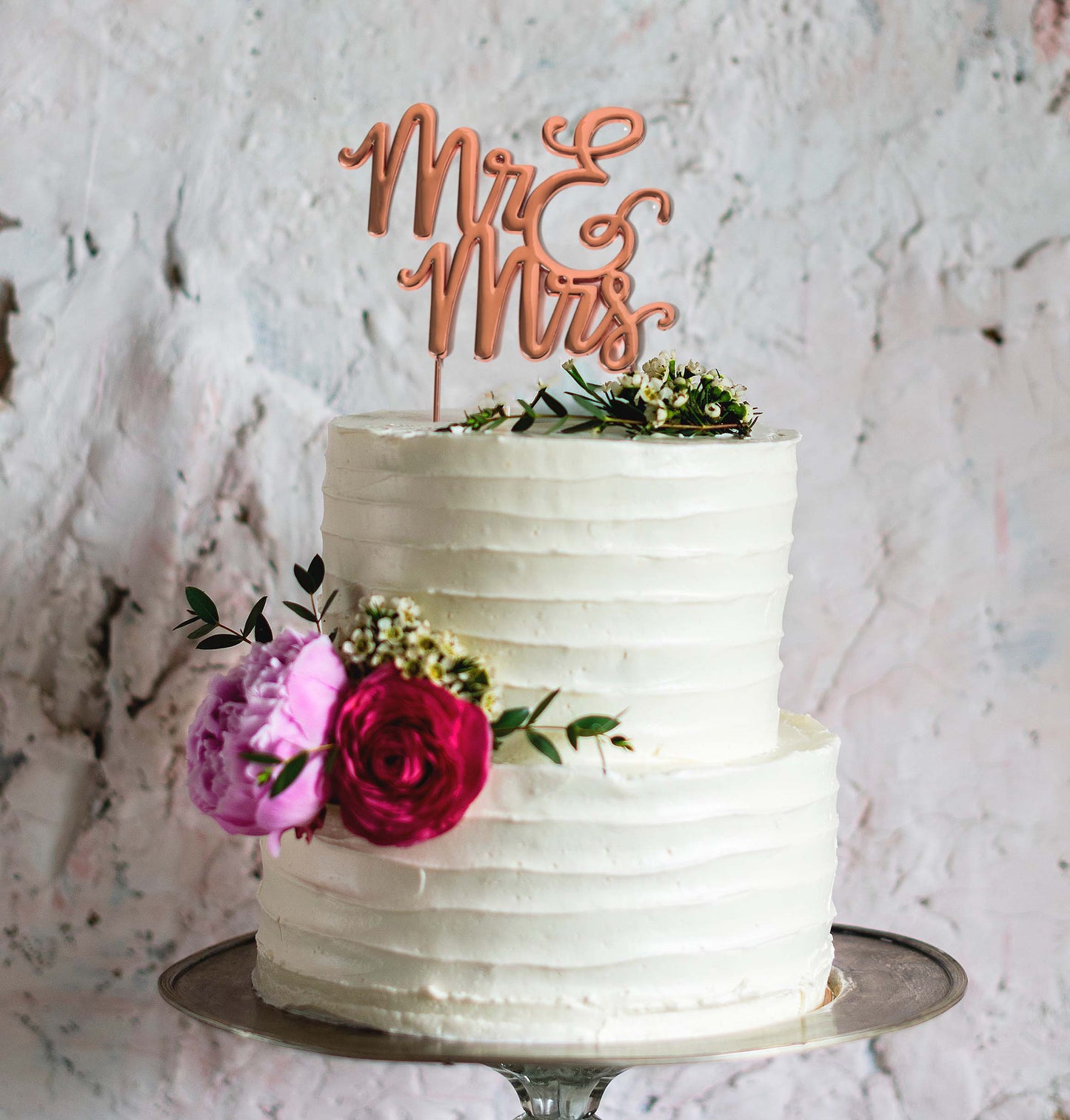 ROSE GOLD PLATED CAKE TOPPER - MR & MRS