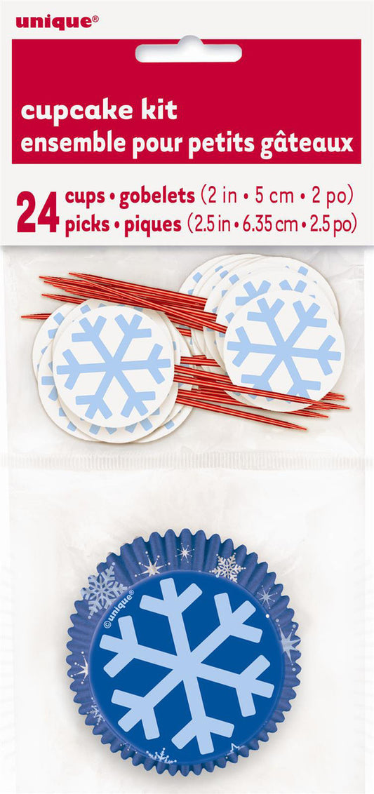 12 Cupcake Wrappers - Snowflake