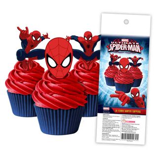 SPIDERMAN EDIBLE WAFER CUPCAKE TOPPERS 16 PIECES