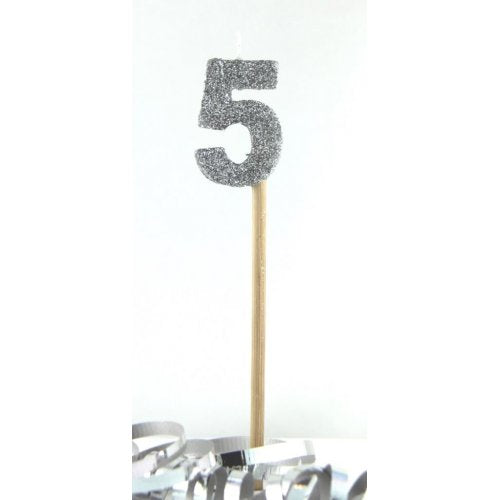 Silver Glitter Long Stick Candle 5