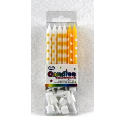 Yellow Printed Dots & Stripes Candles OTHER CANDLES