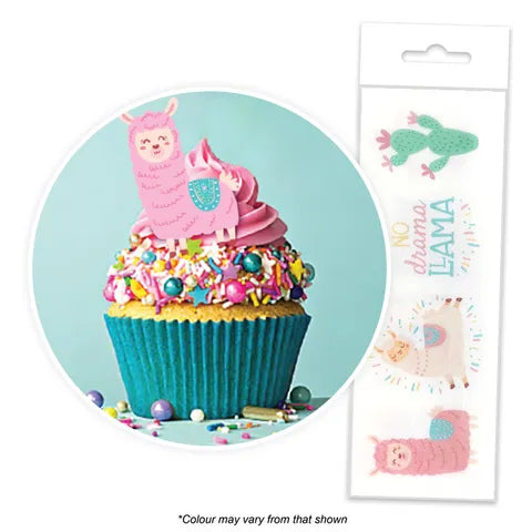 NO DRAMA LLAMA | WAFER CUPCAKE TOPPERS | PACKET OF 16