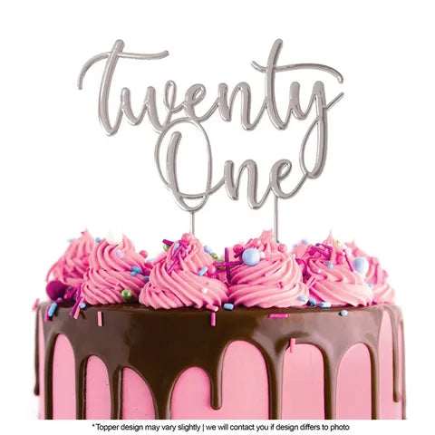 CAKE CRAFT | SILVER METAL CAKE TOPPER | TWENTY ONE