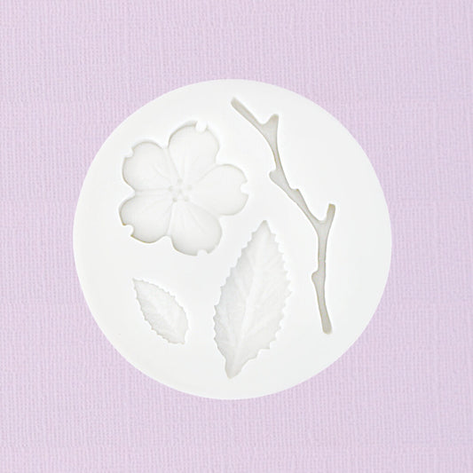 Silicone Fondant Mould Flower Twig & Leaves
